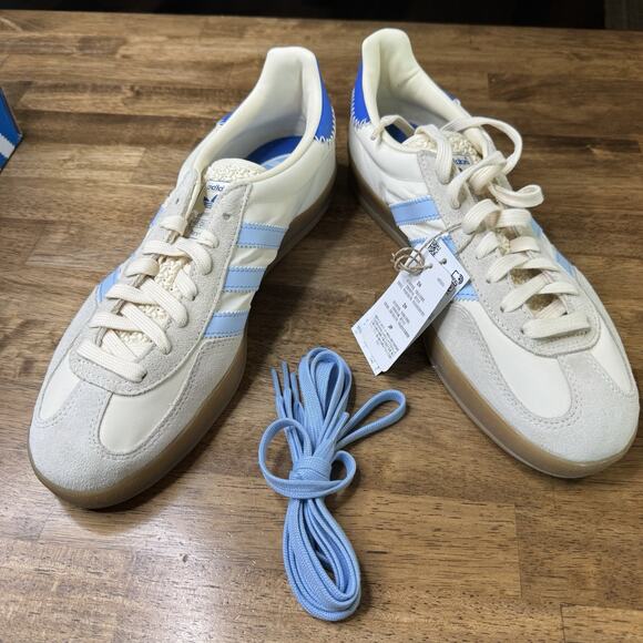 adidas Other - Adidas Gazelle Indoor Cream Blue Gum Sole Sneakers Mens 10.5 JI2004
